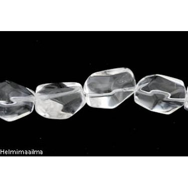 Vuorikristalli viistetty nugetti n. 13 x 18 mm, n. 38 cm nauha