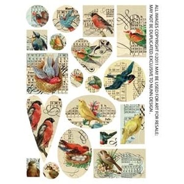 Paperikuvat / Collage sheet linnut, 1 arkki 11 x 14 cm