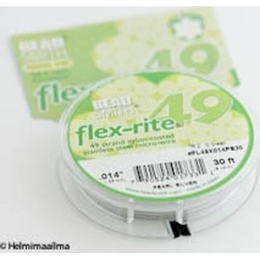 Flex-Rite 0,35 mm 49-kierteinen koruvaijeri helmiäishopea 9,14 m puola