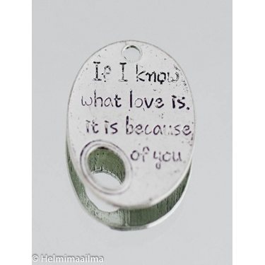 Riipus soikea "If I know what love is....." 34 x 24 mm, 4 kpl