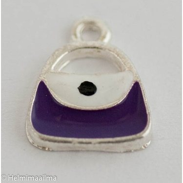 Riipus käsilaukku emaloitu violetti + valkoinen 12 x 14 mm, 1 kpl