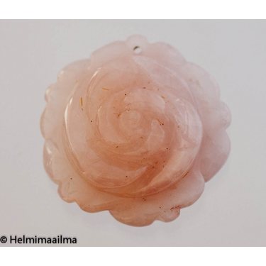 Ruusukvartsi ruusu riipus 38 mm, 1 kpl