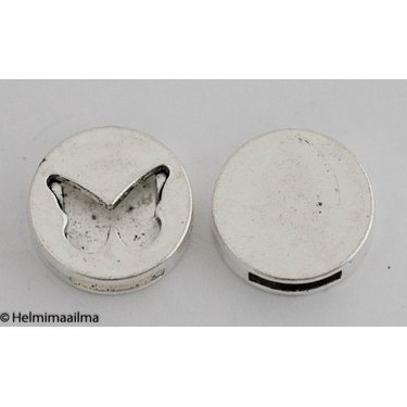 Metallihelmi tabletti perhoskuvioinen reikä 18 x 5 mm, antiikkihopea, 1 kpl