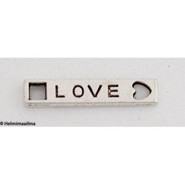 Korulinkki "LOVE" 21 x 4,5 mm antiikkihopea, 10 kpl