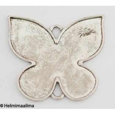Täytettävä korulinkki perhonen antiikkihopea 40 x 43 mm, 2 kpl
