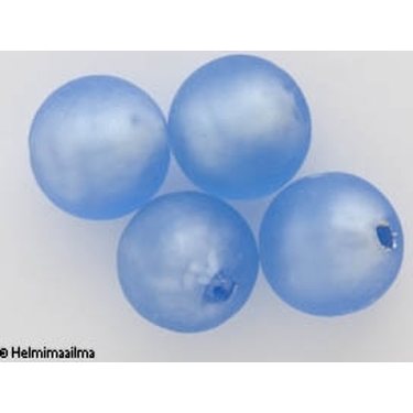 Hopeafoliohelmi huurrettu sininen pyöreä 14 mm, 1 kpl