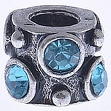 Pandora metallihelmi turkooseilla kristalleilla antiikkihopea 11 x 8 mm, 1 kpl