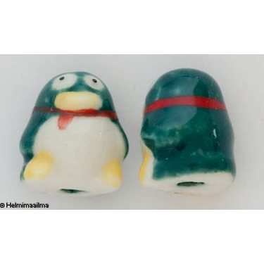 Posliinihelmi pingviini vihreä, 16,5x15x12 mm, 1 kpl