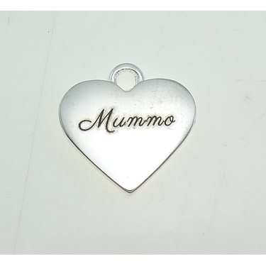 Riipus sydän "Mummo" hopeanvärinen 17,5 x 17 x 3 mm, 1 kpl