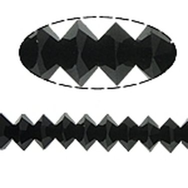 Kristallihelmi litteä bicone 3 x 6 mm musta, n. 33 cm nauha