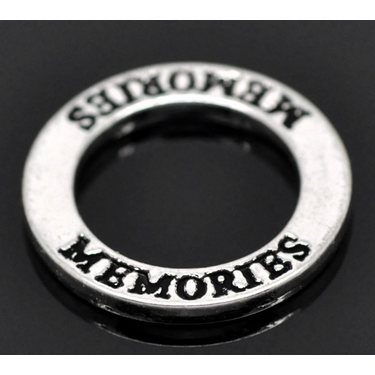 Metallihelmi / rengas "MEMORIES" 23 mm, 1 kpl