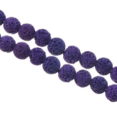 Laavakivi violetti pyöreä 10 mm, n. 39 cm nauha