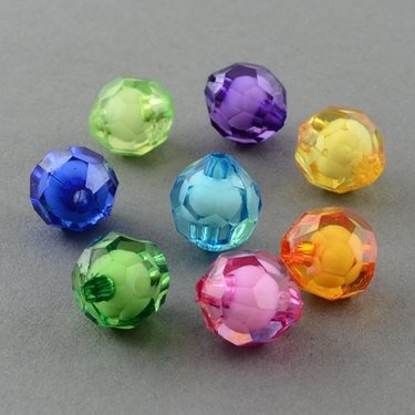 Akryylihelmi särmikäs pyöreä 7 mm "bead in bead" värimix, 40 grammaa