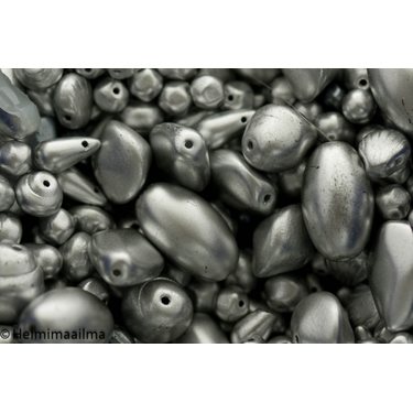 Preciosa N helmiäislasihelmilajitelma hopeanharmaat helmet, 100 grammaa