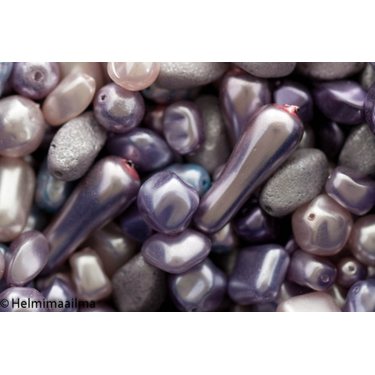 Preciosa N helmiäislasihelmilajitelma violetit helmet, 100 grammaa