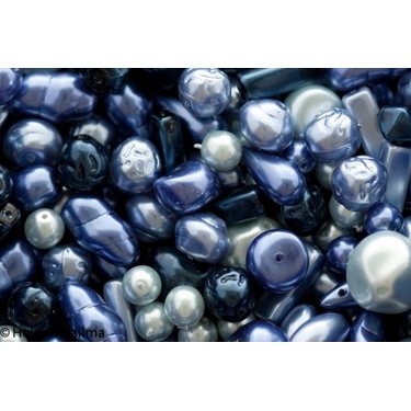 Preciosa N helmiäislasihelmilajitelma siniset helmet, 100 grammaa