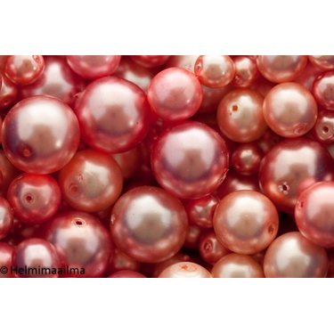 Preciosa N helmiäislasihelmilajitelma korallinpunaiset pyöreät helmet, 100 grammaa