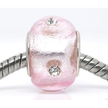 Pandora hopeafolio lamppuhelmi vaaleanpunainen kirkkailla kristalleilla 14 x 10 mm, 1 kpl