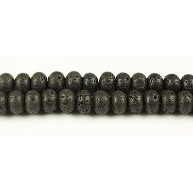 Laavakivi musta rondelli 6 x 10 mm, n. 40 cm nauha