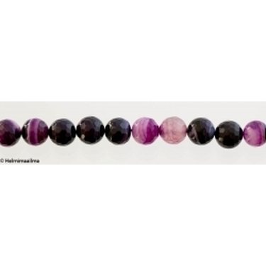 Akaatti violetti raita fasetti pyöreä 8 mm, n. 39 cm nauha