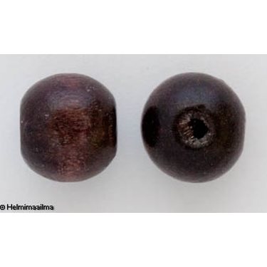 Puuhelmi tummanruskea pyöreä 12 mm, 10 kpl