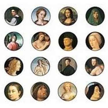 Paperikuvat / Collage sheet renesanssiajan ihmiset, kuva pyöreä 18 mm, 32 kuvaa
