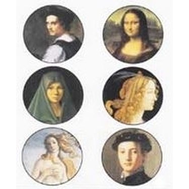 Paperikuvat / Collage sheet renesanssiajan ihmiset, kuva pyöreä 30 mm, 18 kuvaa