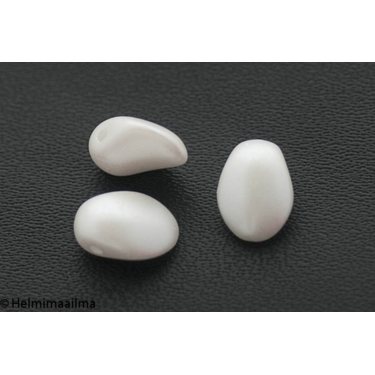 Estrela Tulppaanin terälehti helmiäislasihelmi valkoinen 8 x 6 mm, 10 kpl