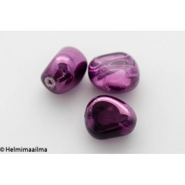 Estrela Lasihelmi nugetti violetti + violetti kiiltäväpintainen päällyste, 15x13x10 mm, 1 kpl