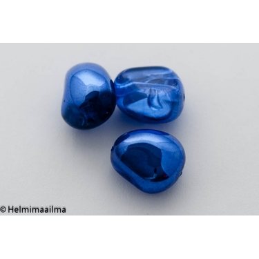 Estrela lasihelmi nugetti sininen + koboltinsininen kiiltäväpintainen päällyste, 15x13x10 mm, 1 kpl