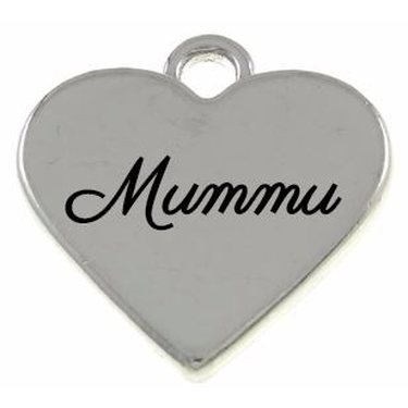 Riipus sydän "Mummu" hopeanvärinen 17,5 x 17 x 3 mm, 1 kpl