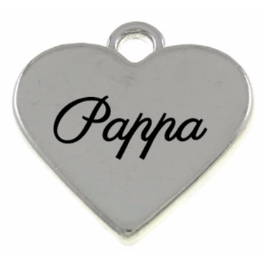 Riipus sydän "Pappa" hopeanvärinen 17,5 x 17 x 3 mm, 1 kpl