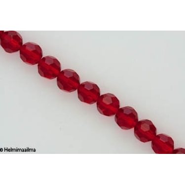 Kristallihelmi särmikäs pyöreä 10 mm, punainen, n. 34 cm nauha