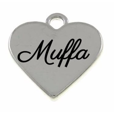 Riipus sydän "Muffa" hopeanvärinen 17,5 x 17 x 3 mm, 1 kpl