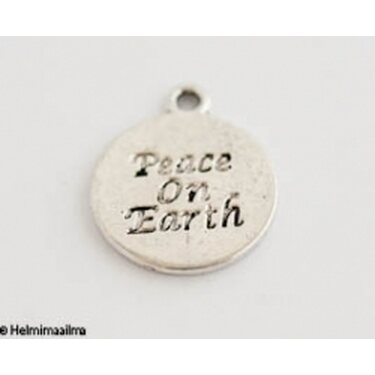 Riipus "Peace On Earth" pyöreä 18 mm antiikkihopea, 3 kpl