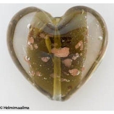 Lamppuhelmi sydän kultahiekalla 28 mm, sammaleenvihreä, 1 kpl
