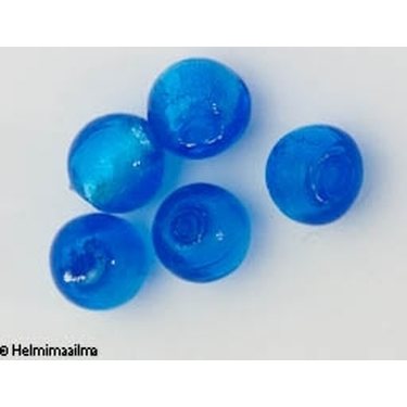 Hopeafoliohelmi pyöreä 10 mm, sininen, 1 kpl