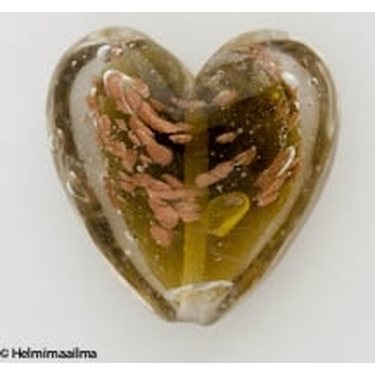 Lamppuhelmi sydän kultahiekalla sammaleenvihreä 35 mm, 1 kpl