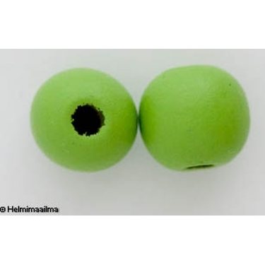 Puuhelmi vihreä pyöreä 16 mm, 5 kpl