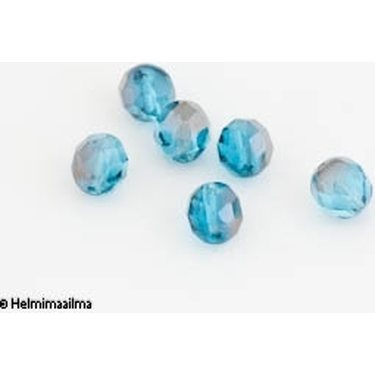 Tsekkiläinen lasihelmi pyöreä särmikäs 8 mm, sininen + AB, 5 kpl