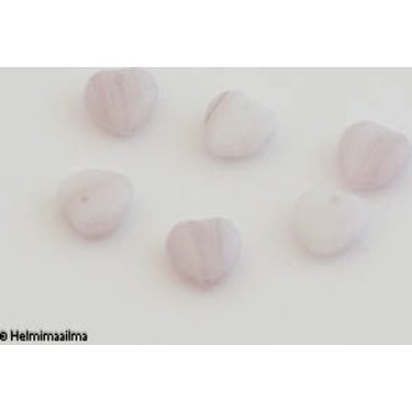 Tsekkiläinen lasihelmi sydän raidallinen vaalea liila 8 mm, 5 kpl