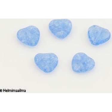 Tsekkiläinen särölasihelmi sydän sininen 10 mm, 5 kpl