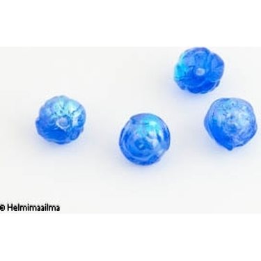 Tsekkiläinen lasihelmi ruusu 7 mm sininen + AB, 5 kpl