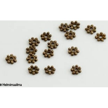 Metallihelmi välihelmi pronssinen kukkarondelli 4,5x4,5x1,2 mm, 10 kpl