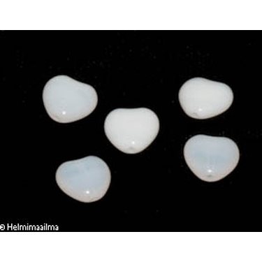 Tsekkiläinen lasihelmi sydän valkoinen läpikuultavat raidat 8 mm, 5 kpl