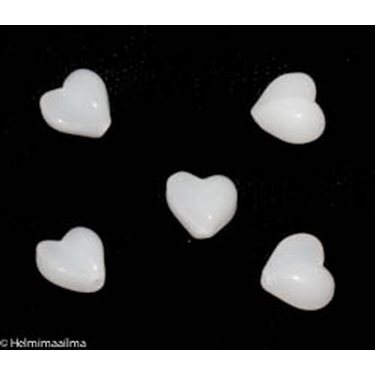 Tsekkiläinen lasihelmi valkoinen sydän "pullukka", 5 kpl