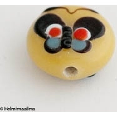 Lamppuhelmi litteä pyöreä perhonen keltainen 14 mm, 1 kpl