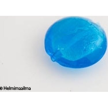 Hopeafoliohelmi litteä pyöreä sininen 28 mm, 1 kpl