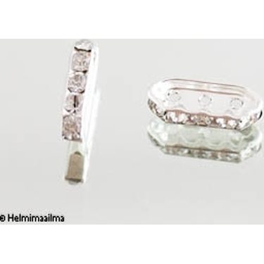 Korunjakaja kirkkailla strasseilla 3:lle vaijerille hopeoitu n. 17x6,8 mm, 2 kpl