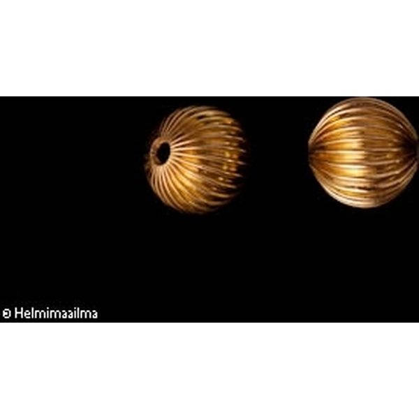 Metallihelmi viistokuvioitu kullattu pallo 14 mm, 5 kpl